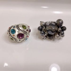 Lot 2 Premier Designs Cocktail Ring 5 Color Theory Stretch Glam Slam New in Box